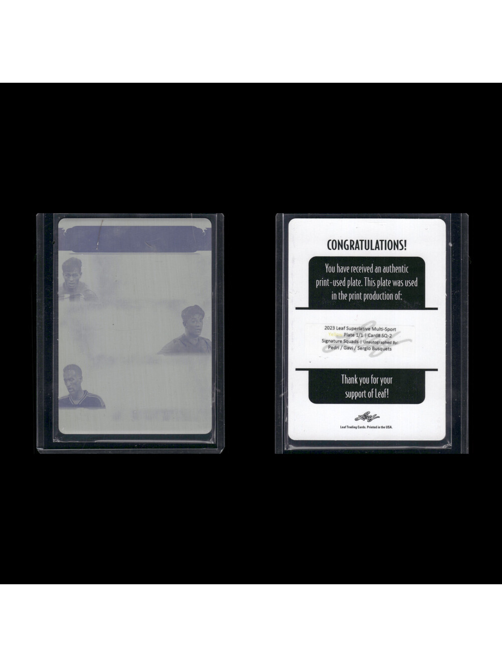 2023 Leaf Superlative Soccer Yellow Printing Plate 1/1 SQ-2 Pedri Gavi Busquets